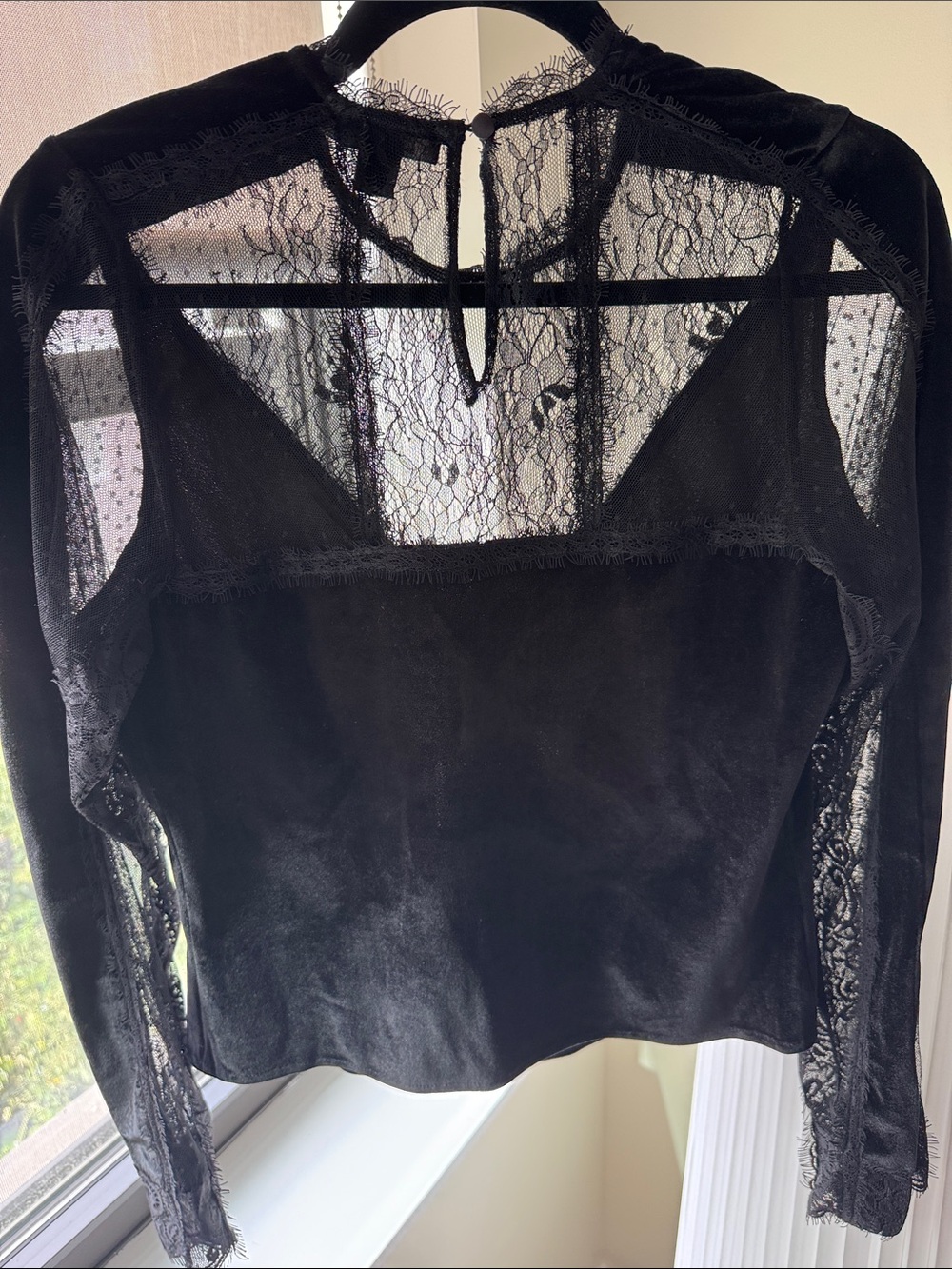 All Saints Mila Velvet Lace Top - Picture 6 of 6